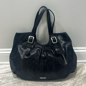 Cole Haan -Gorgeous slouchy tote/purse. Jet black reptile look soft leather.